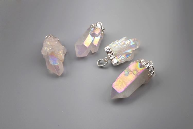Plating Natural Crystal Quartz Pendant